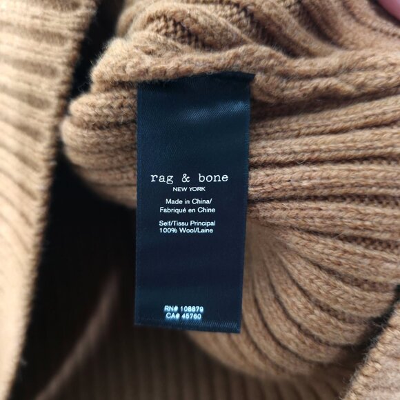 Rag & Bone Ingrid Dark Brown Ribbed Turtleneck Whipstitch Wool Sweater Size‎ L - Picture 9 of 11